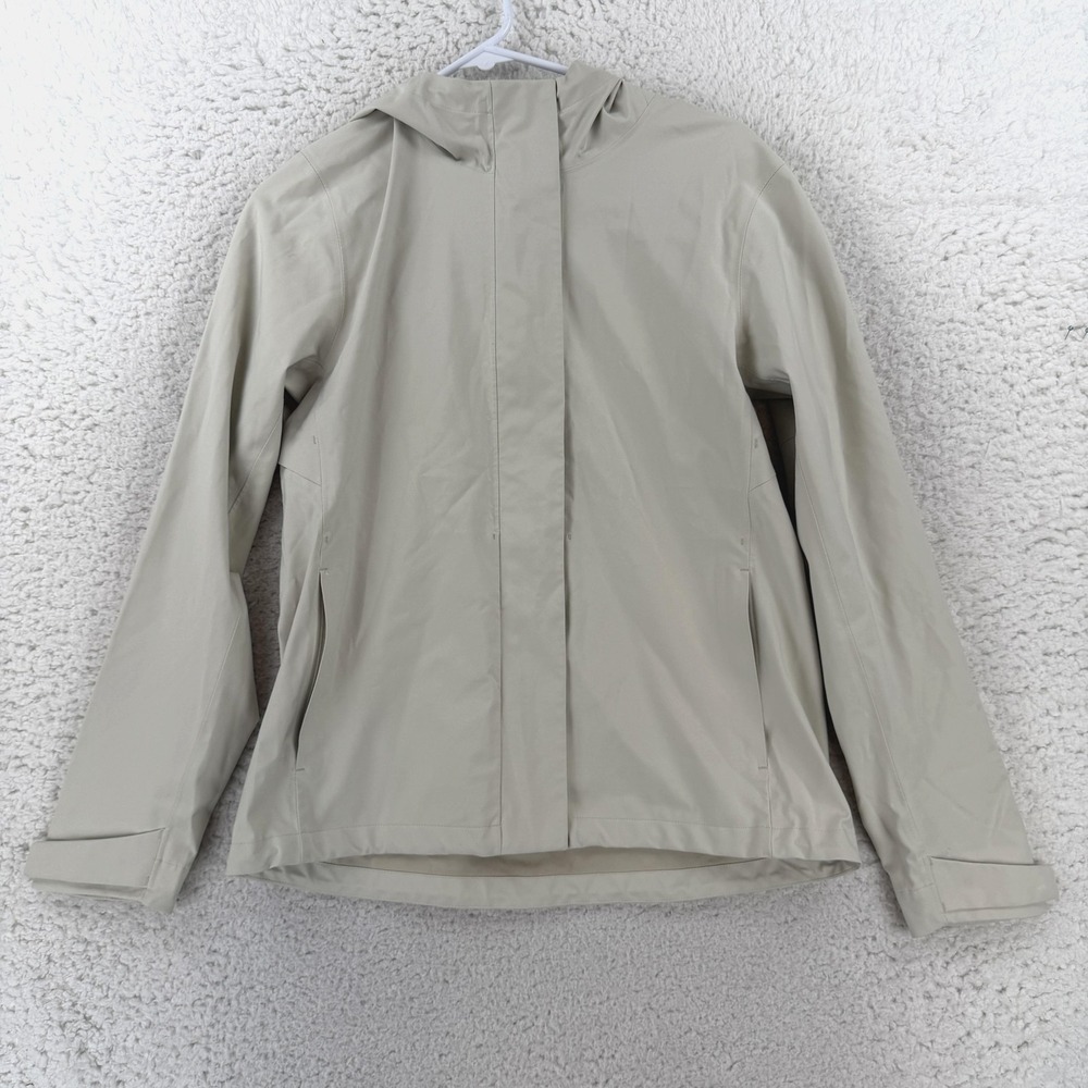 Uniqlo Jacket Womens Medium Beige Hooded Lightweight Full Zip Windbreaker Shell